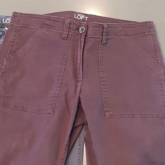 LOFT Modern Straight Pants Navy and Burgundy Bundle Of 2 - Picture 2 of 12